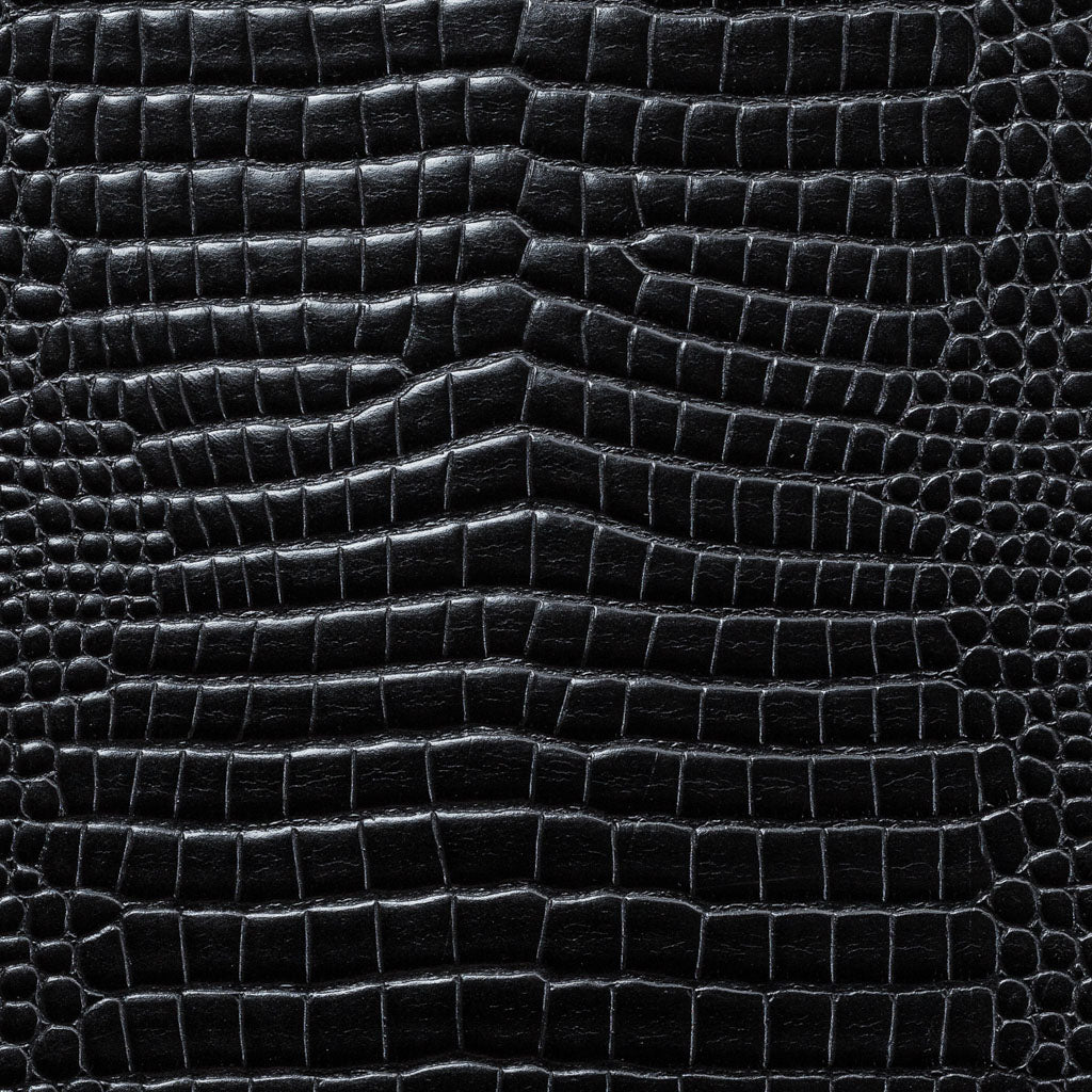 Black Baby Croc Print Leather Wholesale Leather Hide Supplier Rolford Leather